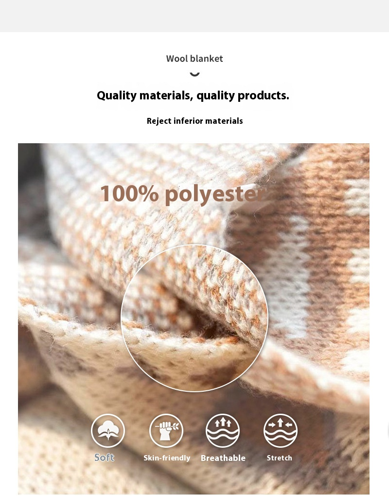 Coperta in maglia geometrica bohémien - Coperta invernale calda in filato acrilico per divano e letto - da 130x170 cm a 120x180 cm (700 g-1100 g)_voghion.com