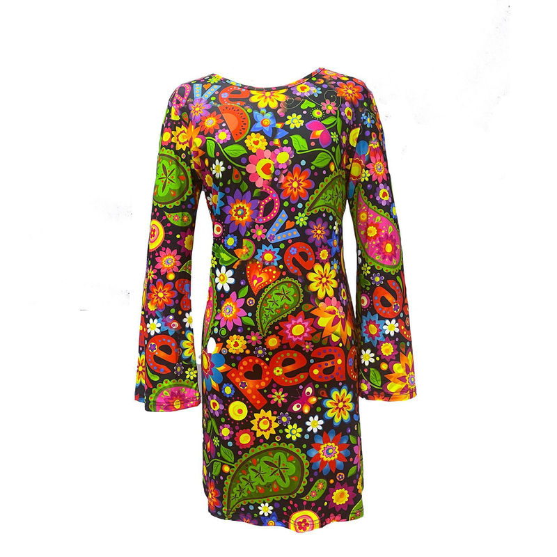 Neu Damen Festliche Vintage Hippie Kleidung Damenkleid mit Kopftuch_voghion.com