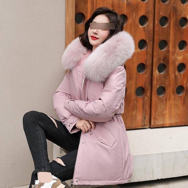Women's Winter Hooded Parka Coat With Fox Fur Trim - Long Quilted Puffer Jacket For Petite To Plus Size, Warm Fleece Lined, Zipper Closure_voghion.com