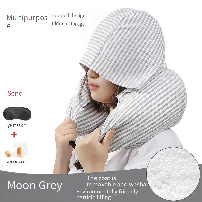 Almohada cervical en forma de U con tejido transpirable y estampados elegantes. Para viajes, oficina y hogar._voghion.com
