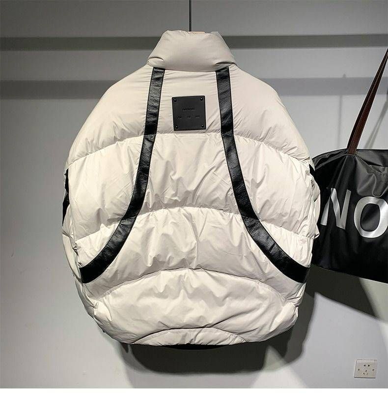 Men's Clothing 2025 Autumn And Winter Trendy Brand Personality Stand Collar Splicing Triangle Logo Thickened Trendy Youth Warm Cotton Jacket_voghion.com