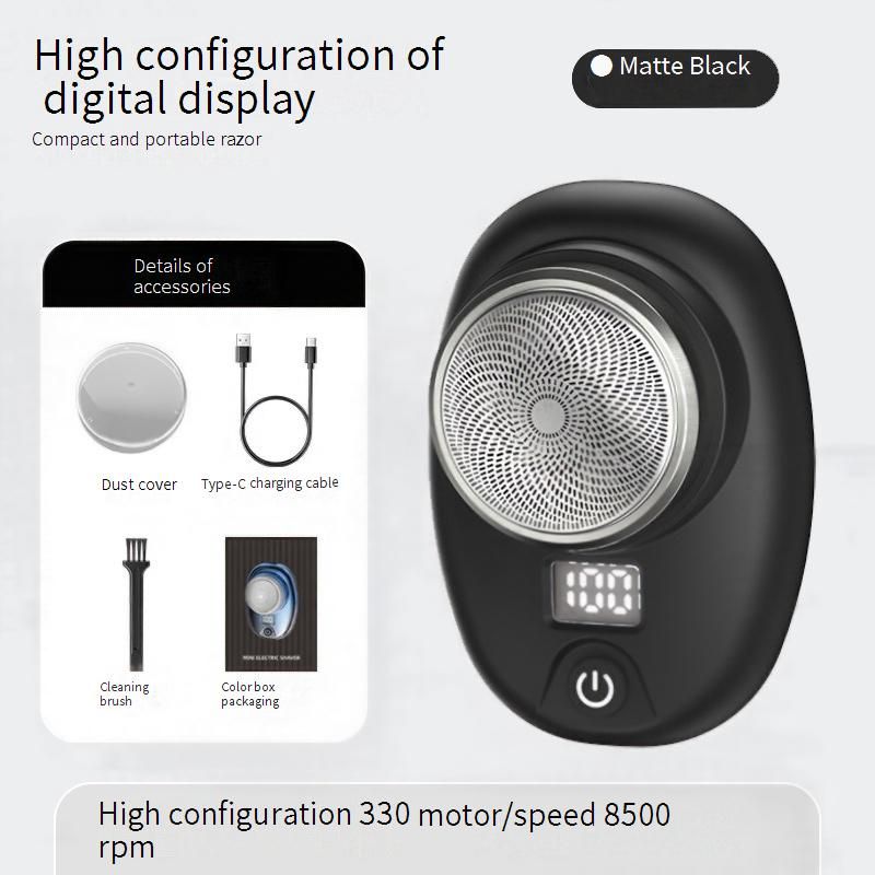 2202 Mini Electric Shaver For Men - 6-Blade Rotary Head, Waterproof, Portable Travel Razor With LED Display_voghion.com