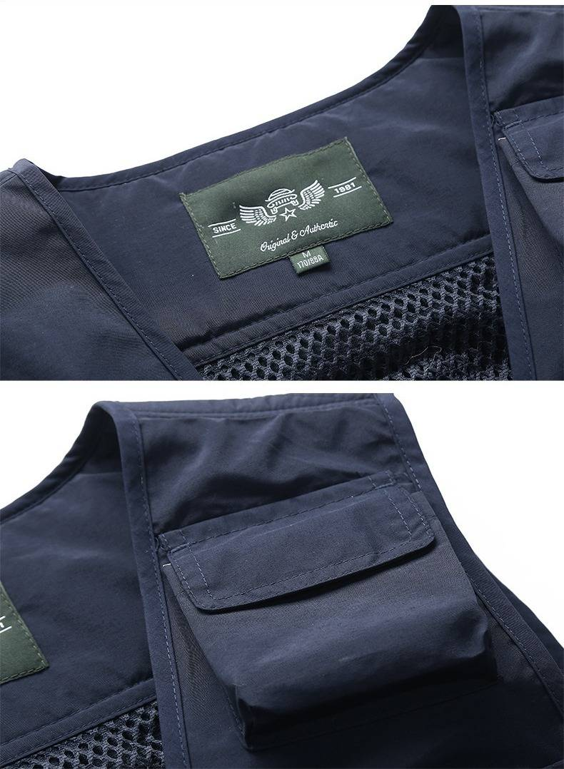 Men's Quick-Dry Mesh Vest With Multiple Pockets, Fishing Photography Casual Sleeveless Jacket, Plus Size_voghion.com