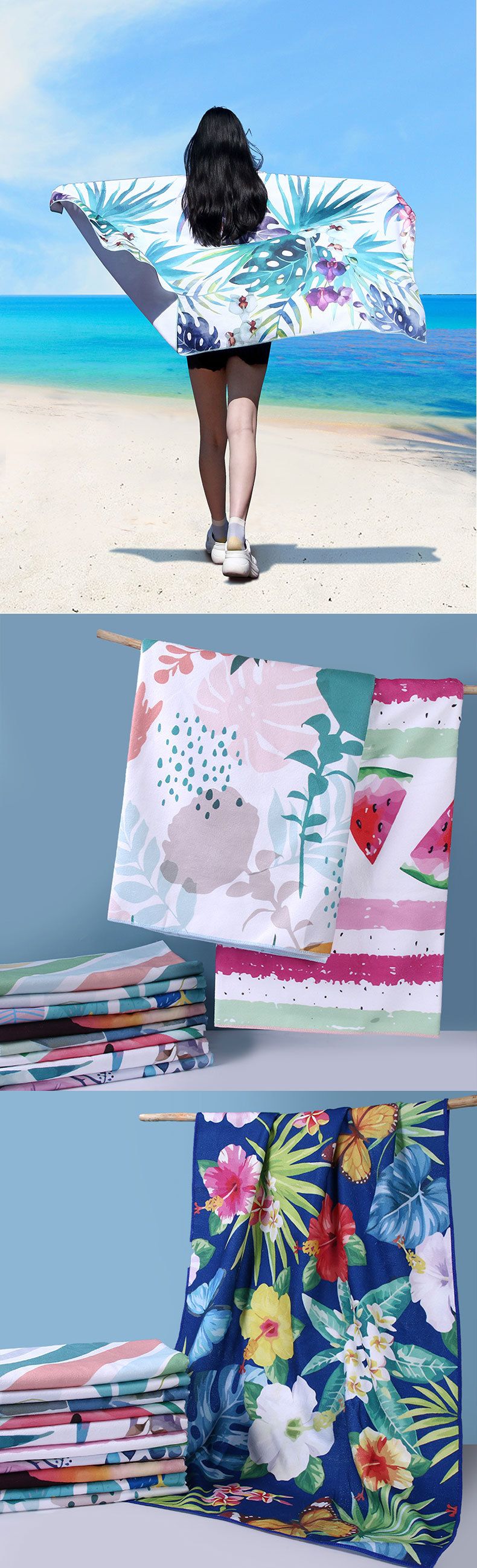 Dubbelzijdige fluwelen strandhanddoek groothandel dikke snel drogende absorberende bedrukte badhanddoek_voghion.com