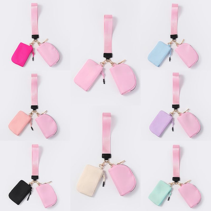 LULU Style Wrist Portable Mini Fashion Color Block Coin Purse Nylon Waterproof Storage Key Bag_voghion.com