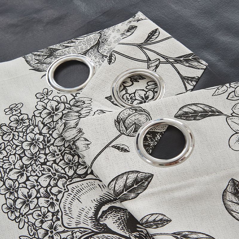 Blackout Curtains - British & American Floral Print With Grommet Top, Eco-Friendly Coating For Living Room & Bedroom (100% Light Blocking)_voghion.com