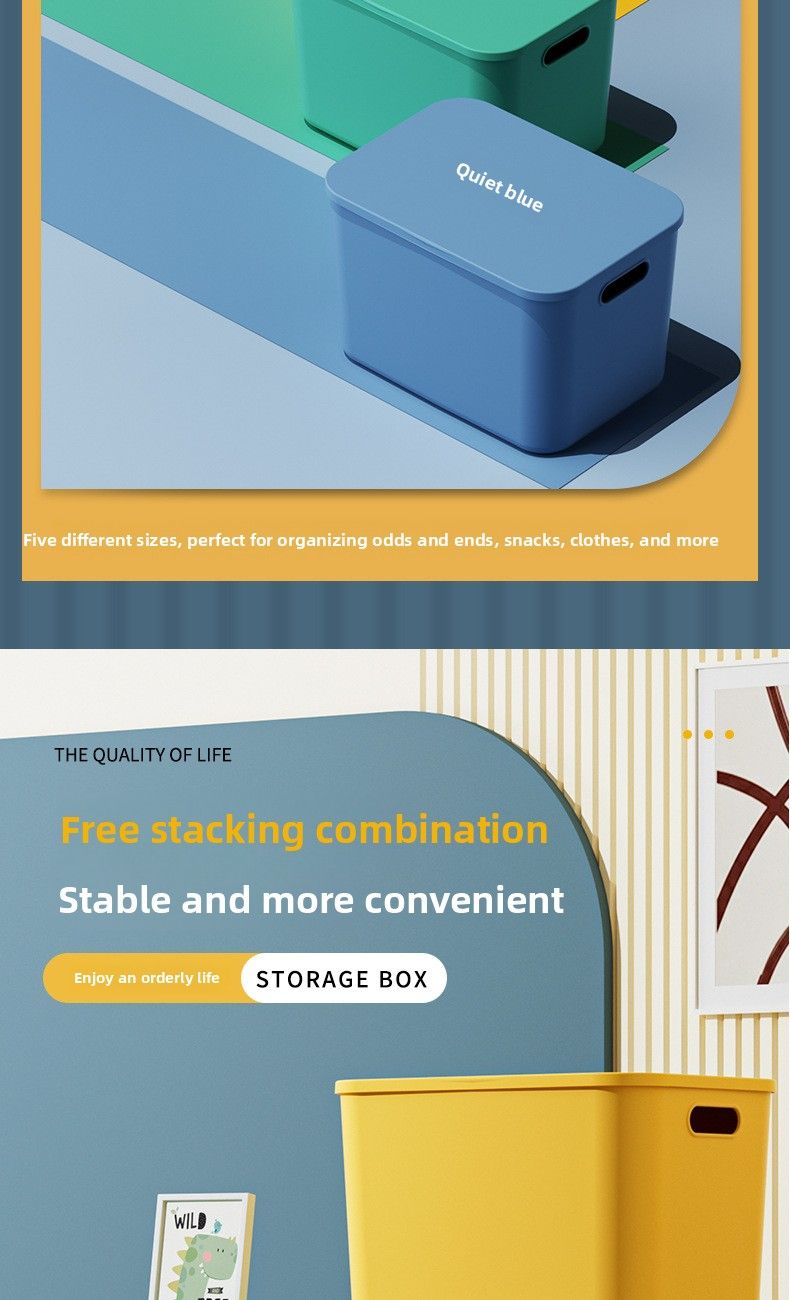 Desktop With Lid Plastic Miscellaneous Snacks Cosmetics Rectangular Basket Storage Organizing Box_voghion.com