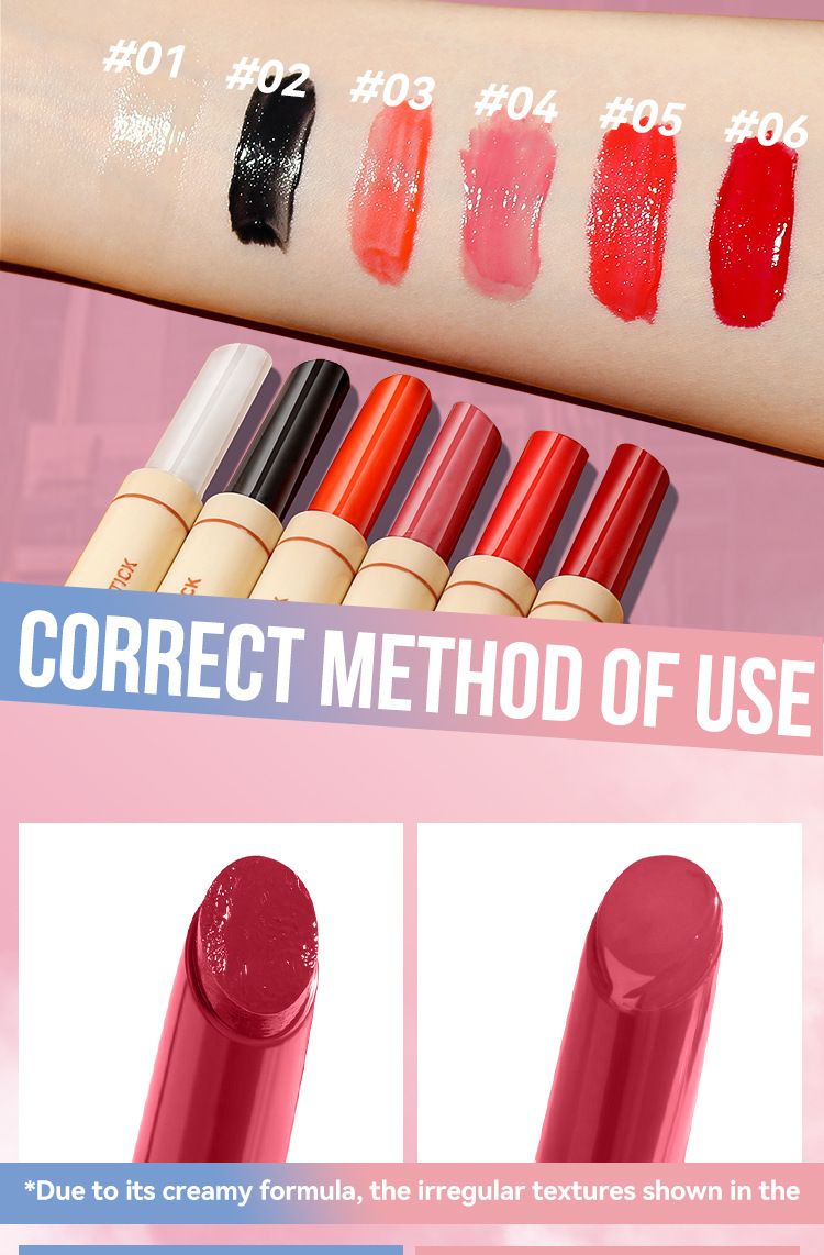 6-Color Pressed Pen Solid Gloss Jelly Lightening Lip Lines Moisturizing Lipstick_voghion.com