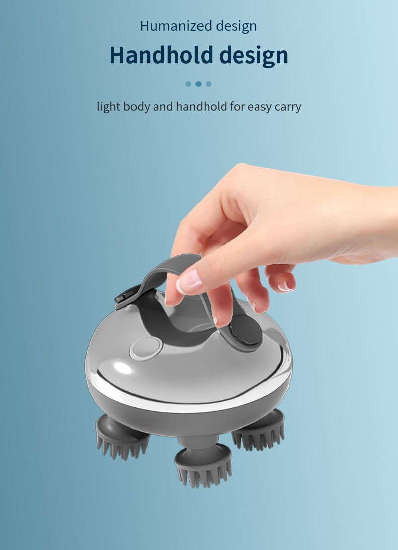 Rechargeable Scalp Massager With Red Light Therapy - Adjustable Head Massager For Hair Growth & Relaxation, Pet-Friendly Cat Massage Tool_voghion.com