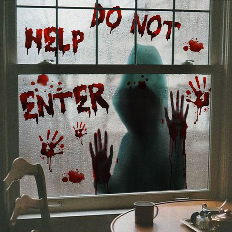 Aufkleber Halloween Blut Handabdruck Fußabdrücke Dekorative Wandaufkleber Fensteraufkleber Wohnzimmer Schlafzimmer Hintergrund Home Dekoration Aufkleber_voghion.com