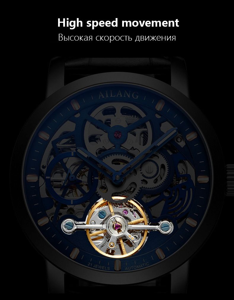 AILANG Brand Classic Mens Retro Watch Automatic Mechanical Watch Tourbillon Clock Stainless Steel Waterproof Military Wristwatch_voghion.com