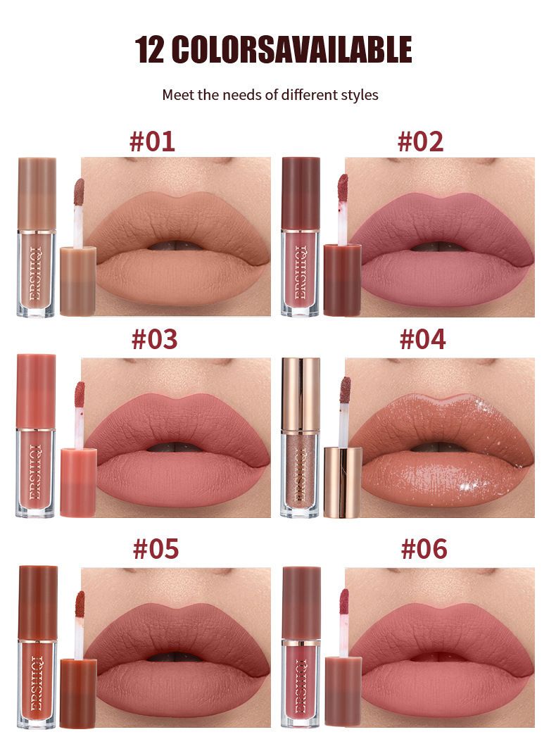 ErshiQi 12 color book set with matte pearl non stick cup lip gloss lipstick_voghion.com
