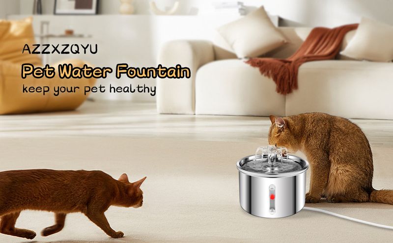 Pet stainless steel visual window, cat automatic dispenser, small flower fountain, intelligent water feeding supplies_voghion.com