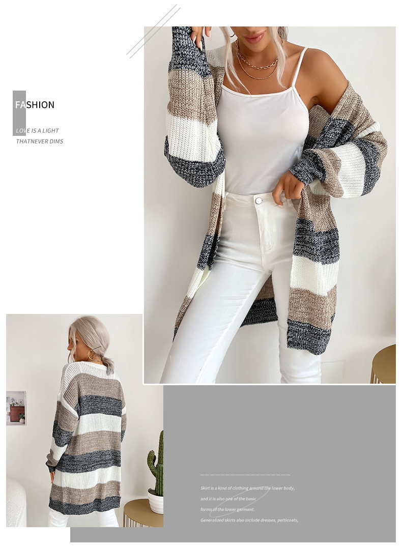 Πλεκτό πουλόβερ με ριγέ ζακέτα Design Feel_voghion.com