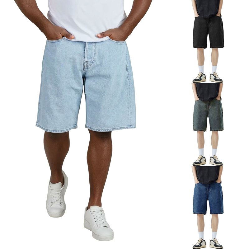 Sommer Dünne Hellblaue Denim Shorts männer Gerade Lose Vielseitig Hübsche Shorts Trendy_voghion.com