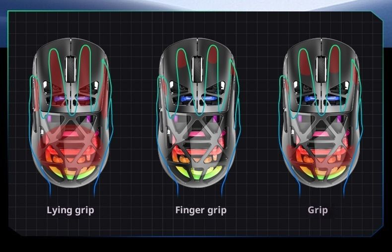 Mouse da gioco wireless, M7 Tri-Mode RGB trasparente leggero, 2.4G BT 5.0, 3600 DPI, ergonomico per PC Mac Laptop_voghion.com