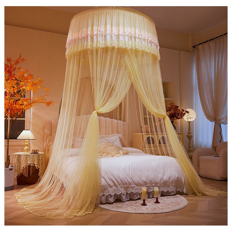 Rond hangend klamboe, gratis installatie, sprookjesachtige prinsessenstijl, koepelvloer, paleisbed, 1,8 m, universeel_voghion.com