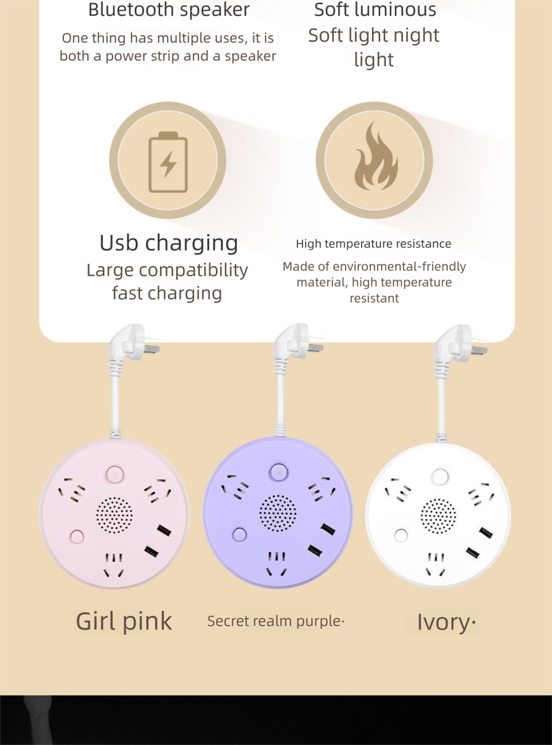 Long Line Bluetooth Speaker Socket Converter Multi-Functional Dormitory Power One-to-Many Outlet Strip With USB Charging_voghion.com