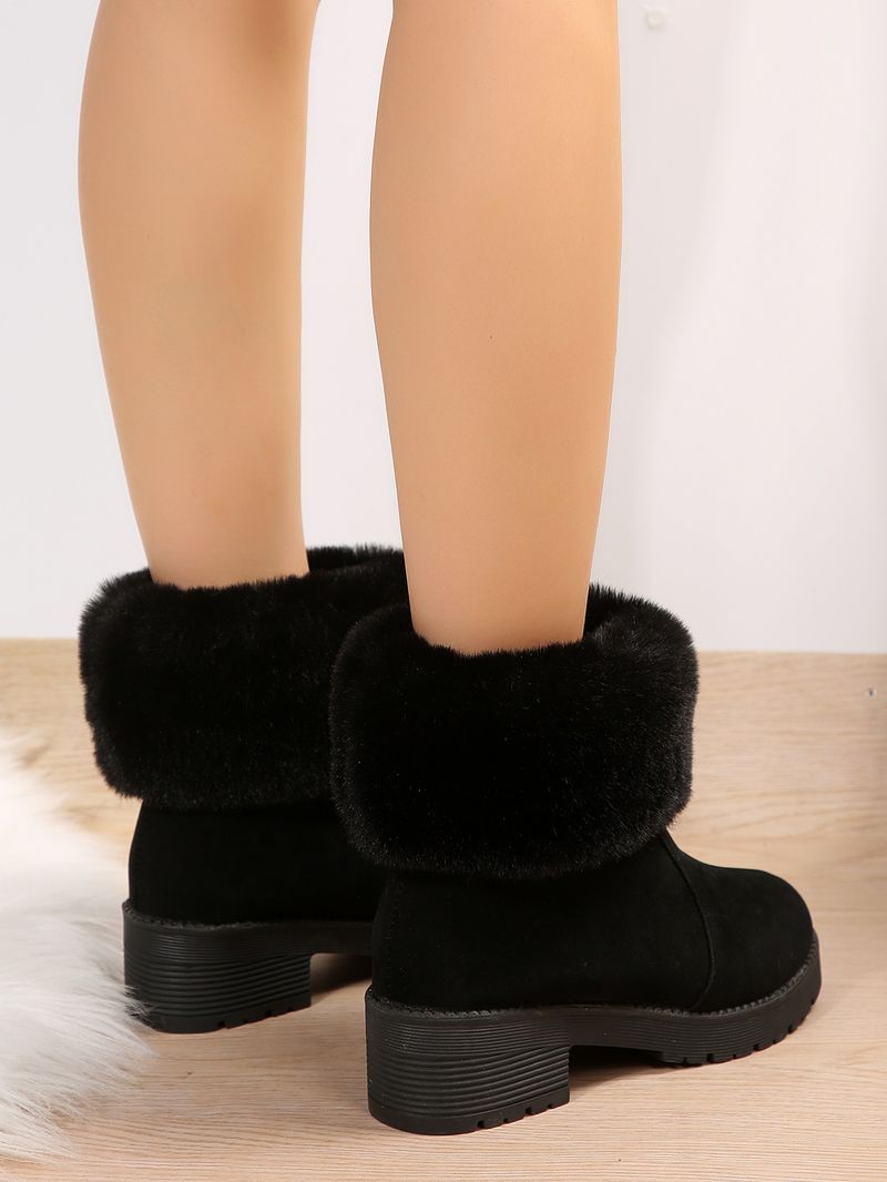 Snow boots women autumn winter new style with plush insulation short style and thick heel set foot fuzzy_voghion.com