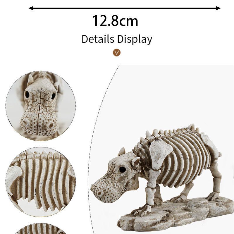 Unique Skull Animal Skeleton Specimen Hippo Ornament Halloween Desktop Decoration_voghion.com