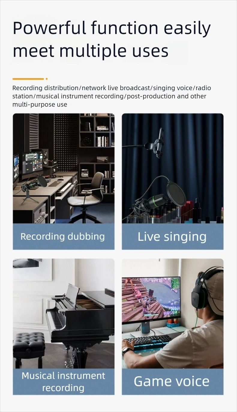 3.5MM/USB Condenser Microphones Professional Microphone Karaoke System Gaming Singing Recording Microphone For Computer_voghion.com