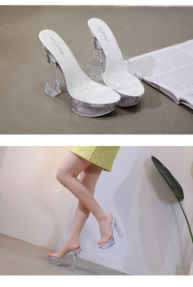 Damen-Hausschuhe mit Kristallabsatz, dicker Boden, rutschfest, wasserdicht, Sommersandalen, lässiger Stil, PVC-Material, Erwachsenengröße_voghion.com