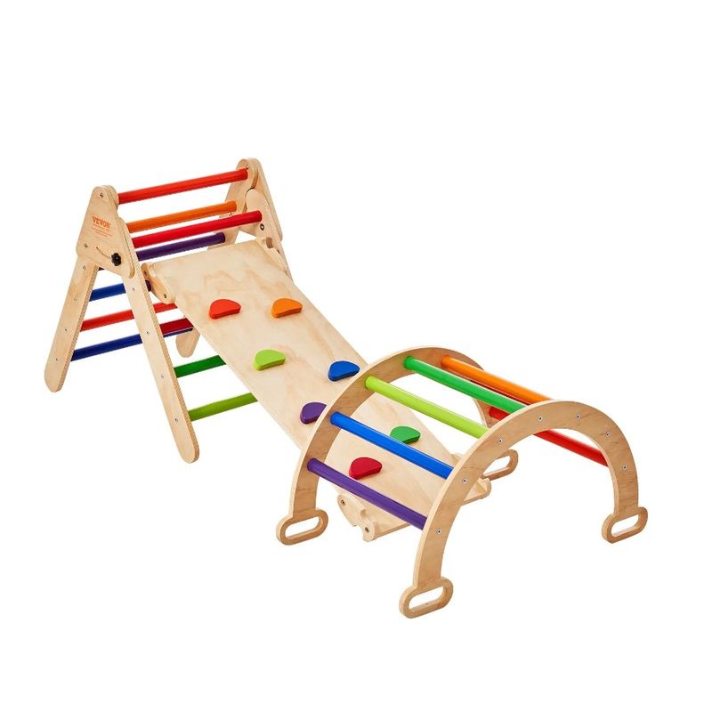 Pikler Set, Montessori In Toys Triangle, Toddler With Ramp, Climbing And Climbing Set 5 Arch, 1 Triangle Playground, Indoor Me_voghion.com