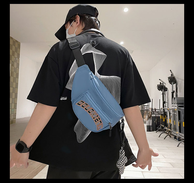 Nuovo marsupio da uomo versione coreana borsa a tracolla casual in nylon a tracolla borsa per il petto sportiva all'aria aperta di grande capacità_voghion.com