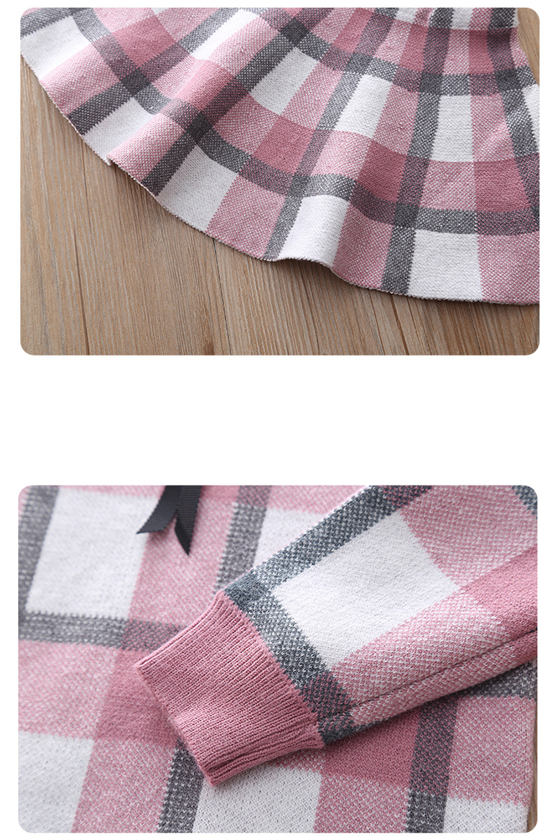 Σετ πουλόβερ για κορίτσια Φθινόπωρο/Χειμώνας, Σετ για κορίτσια με καρό φούστα και πουλόβερ_voghion.com