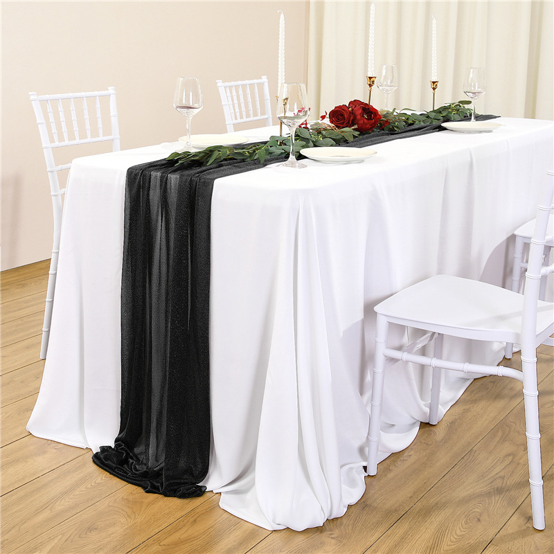 Tischfahne, Hochzeitsdekoration, Szene, Weihnachtslicht, Luxus-Gaze-Vorhang, Tischdecke, Perlen-Chiffon, Hochzeitsdekoration, Tischset_voghion.com