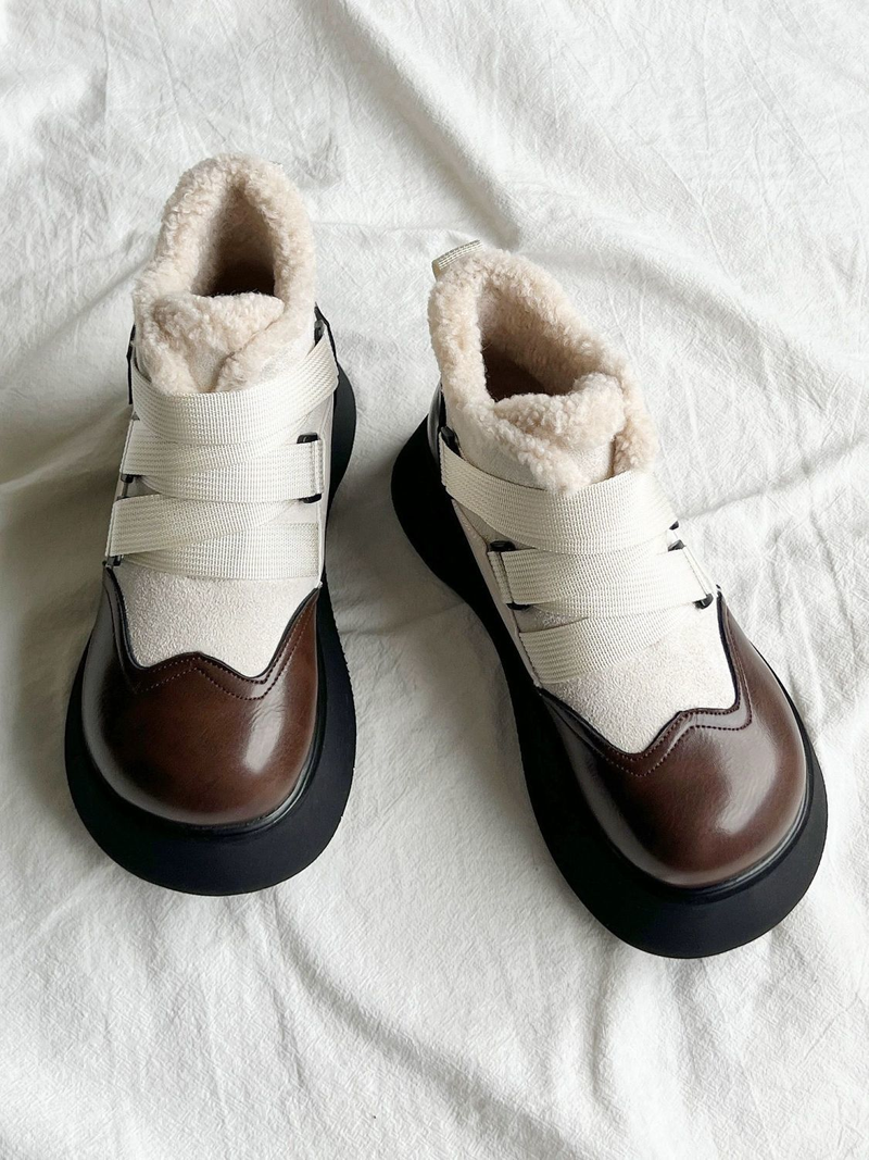 2023 Thick soled elevation matching color warm snow boots and thick female Martin boots non-slip ankle boots Platform snow boots_voghion.com