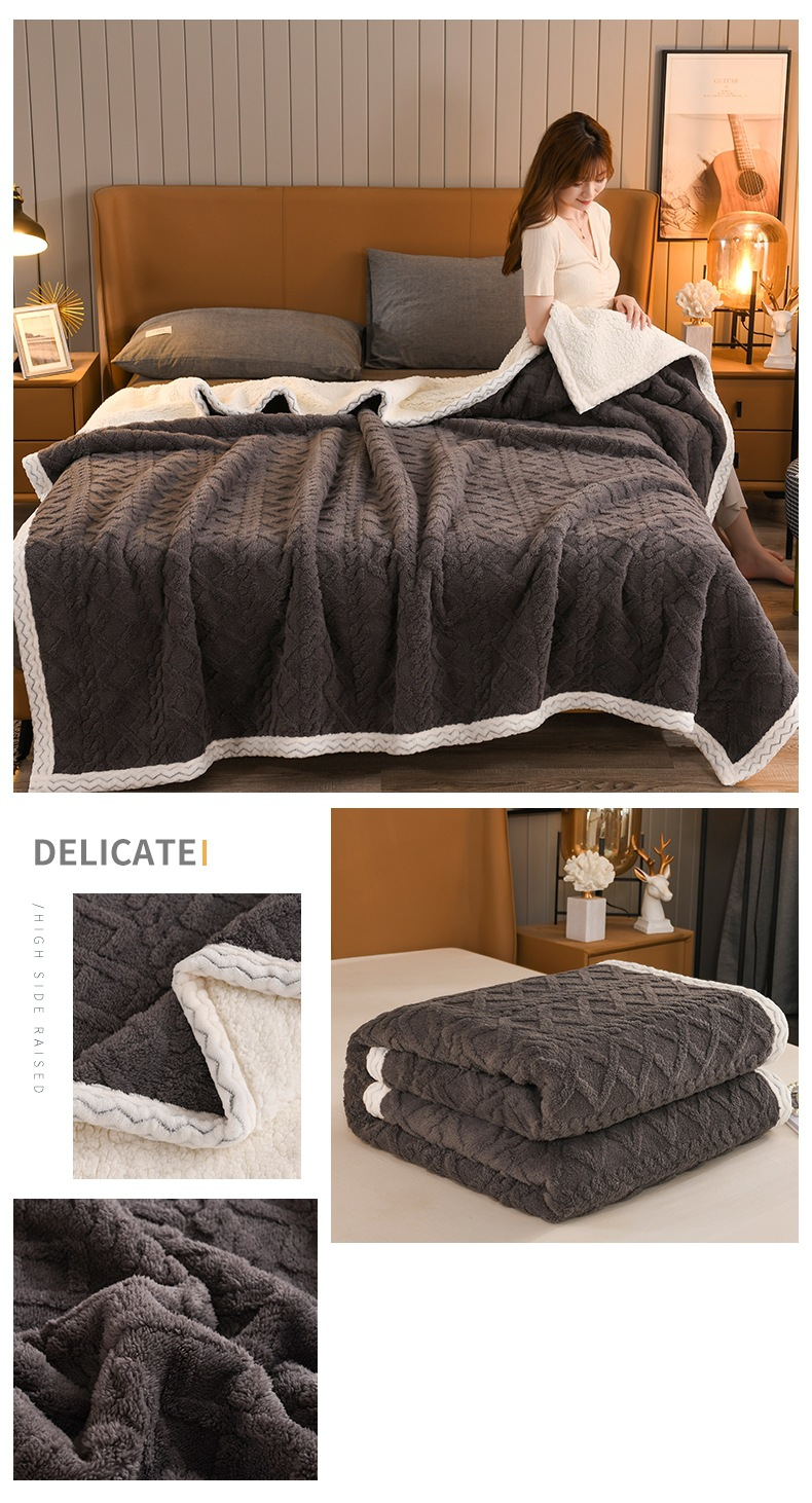 Coperta in taffetà di agnello a doppio strato, spessa, per ufficio, per la pausa pranzo, per divano_voghion.com