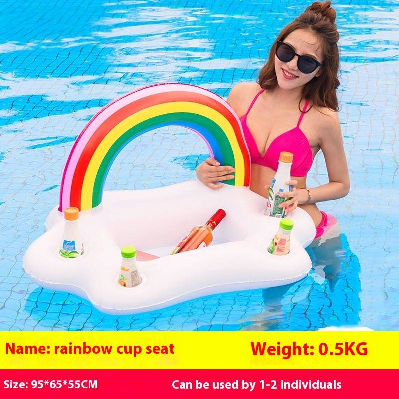 Siège gonflable Rainbow Bridge Cup, coussin d'air, radeau flottant, chaise inclinable, lit flottant sur l'eau, cercle de natation pour adultes et enfants_voghion.com