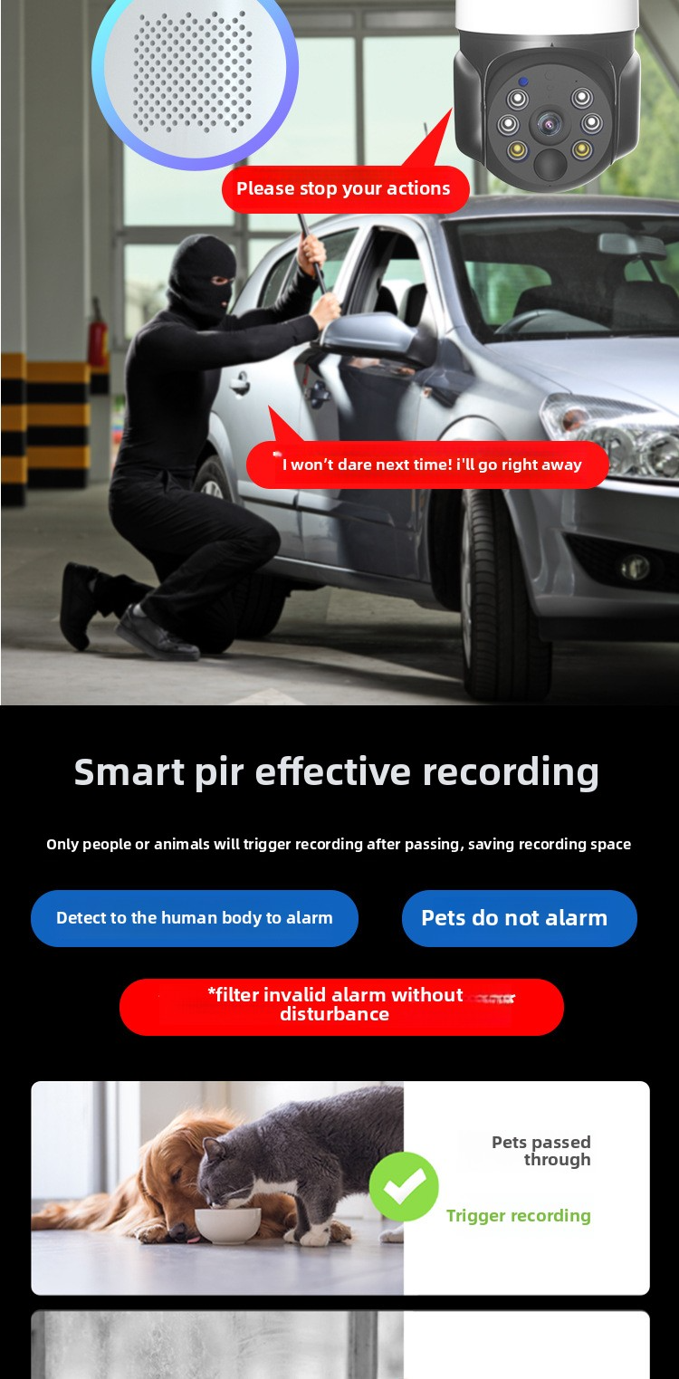 Solar Wireless Security Camera - 360° Panoramic View With AI Motion Detection (No Blind Spots Night Vision Mobile Remote Viewing IP66 Weatherproof)_voghion.com