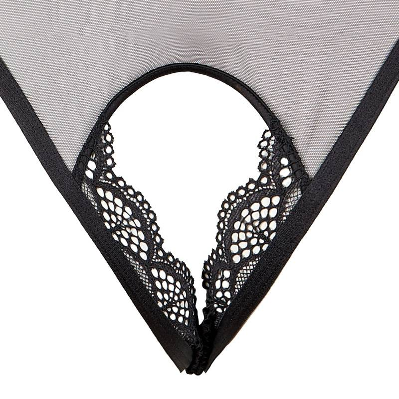 KOOSSOASIS Deep V Free-to-take-off Jumpsuit Close-fitting Sexy Lingerie Female Tulle Sexy Buttocks Cross Back Temptation Net_voghion.com