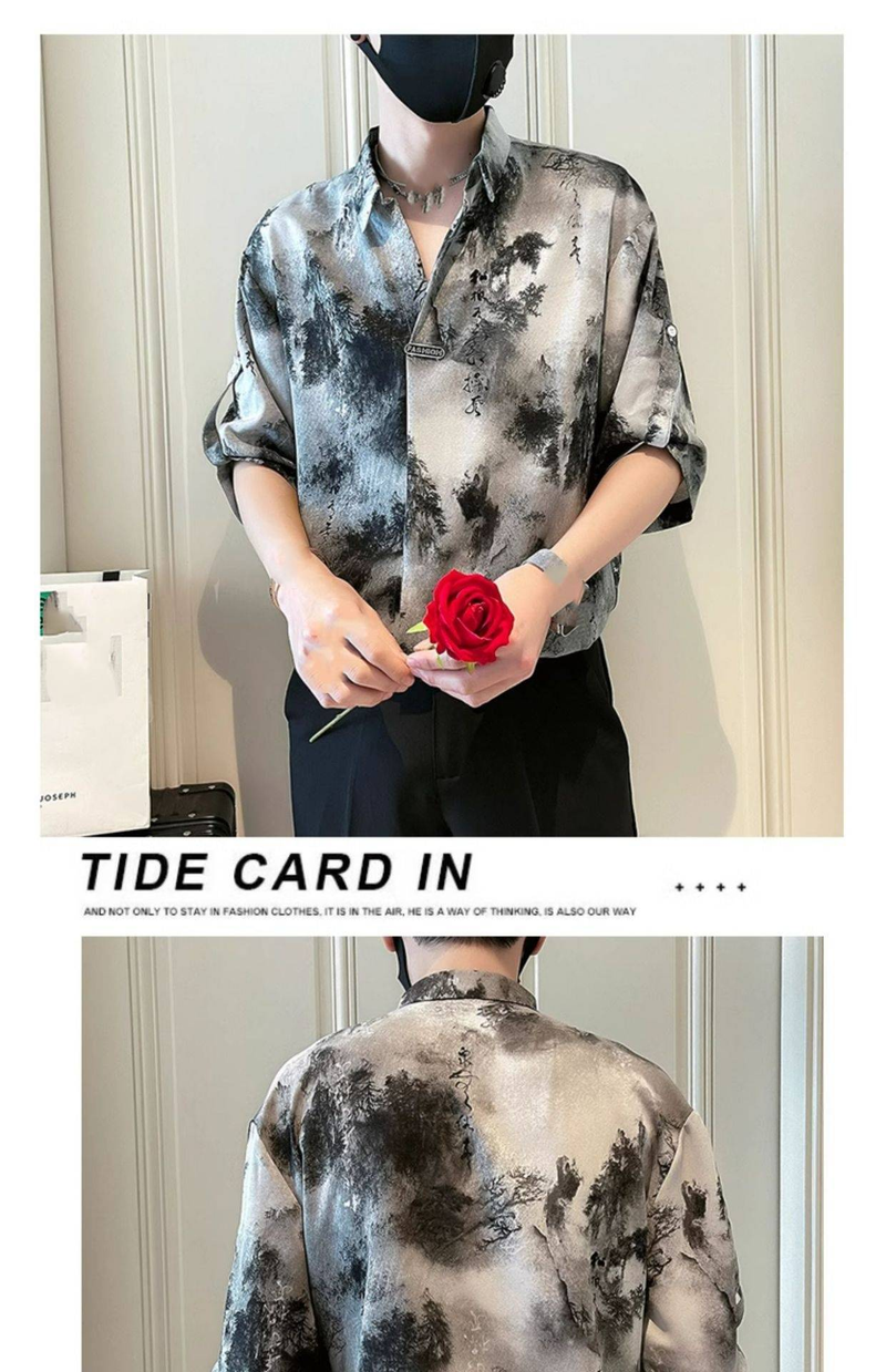 Nuova camicia da uomo in stile cinese, a maniche corte, casual e fresca, con stampa tie-dye e lavaggio a inchiostro, nuova maglia estiva da uomo 2025_voghion.com