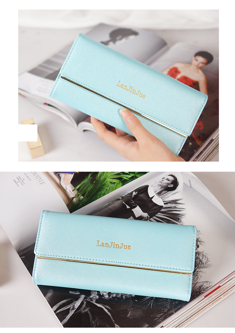 Women's Wallet Card Cases Multi Card Slot Letter Buckle Clutch Bag Simple Simple Daily Life Three Fold Wallet_voghion.com