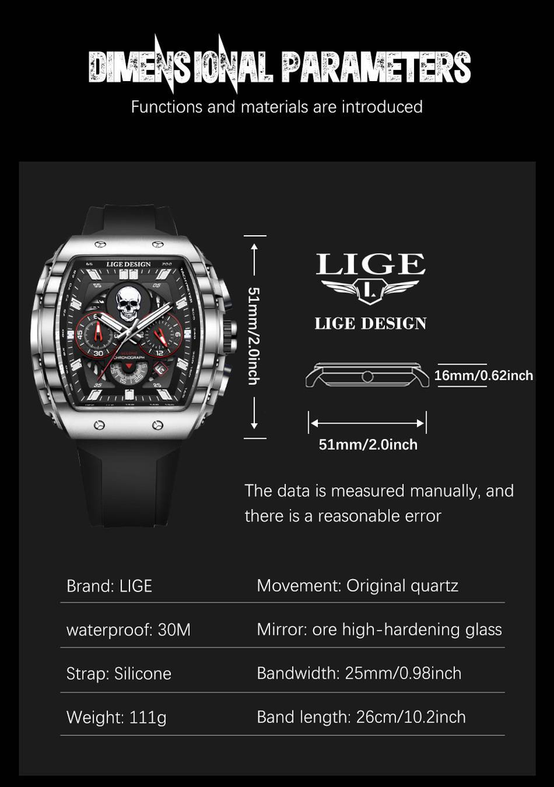 Men's Stylish Skeleton Dial Quartz Watch With Silicone Strap, Water Resistant, Multi-Functional, Casual Fashion Timepiece Multi Function Watch_voghion.com