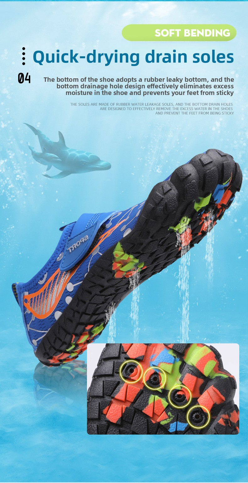 Kids' Quick-Dry Anti-Slip Water Shoes – Breathable Magic Strap Design For Beach, Pool & Outdoor Play_voghion.com
