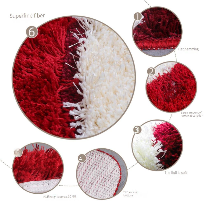 Set di tappetini antiscivolo in poliestere lucido - Design moderno a quadri e righe, morbidi e resistenti, ad asciugatura rapida, lavabili in lavatrice_voghion.com