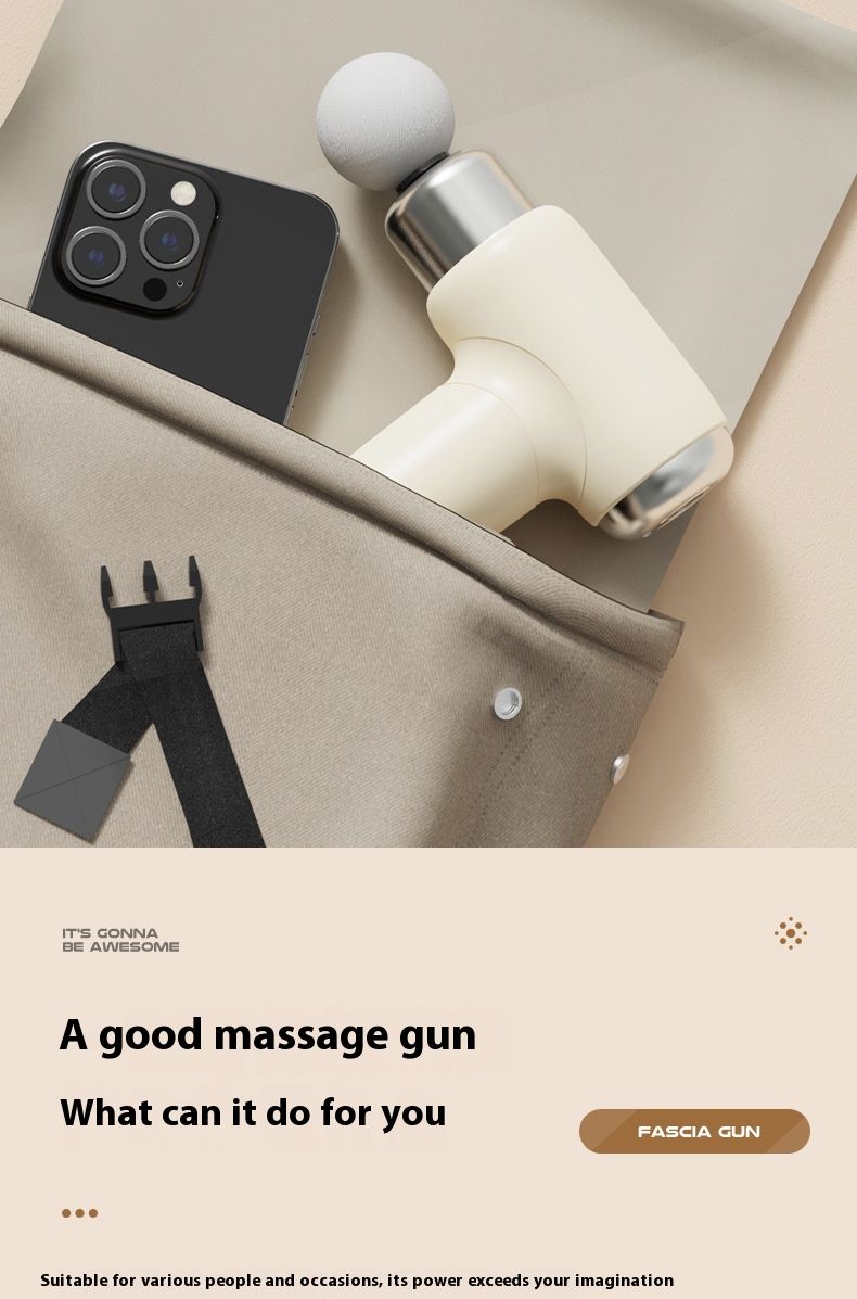 Brushless Percussion Massage Gun - 5 Speeds, Ultra-Quiet (Under 36dB), 4 Interchangeable Heads, USB-C Rechargeable, Mini & Portable_voghion.com