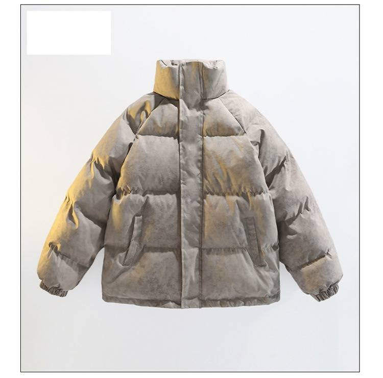 Trendy Couple's Vintage-Inspired Puffer Jacket - Winter-Ready Thickened Quilted Coat With Stand Collar For Casual Wear_voghion.com