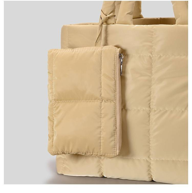 Quilted Puffer Tote Bag For Women - Large Capacity Soft Cloud Shoulder Bag With Nylon Exterior, Lightweight & Stylish Handbag For Travel & Daily Use_voghion.com