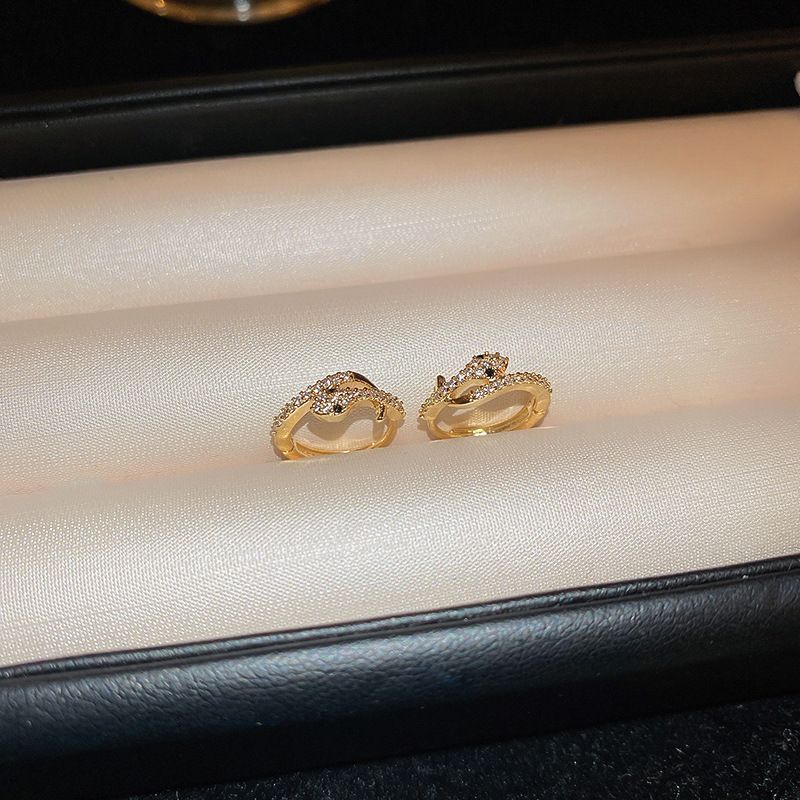 Unique Electroplated Zircon Hollow Snake Shaped With Unique Niche Design Sense, Cool And Elegant Style Earrings_voghion.com