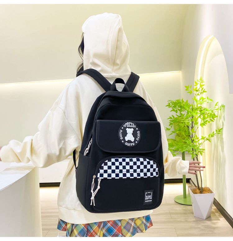 Lightweight Nylon Backpack Set For School Students - Spacious Laptop Backpack With Ergonomic Shoulder Straps, 4-Piece Set In Multiple Colors_voghion.com