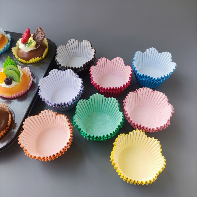 200 pirottini per torte, pirottini per torte resistenti all'olio, design a forma di fiore in colori assortiti, perfetti per biscotti e torte_voghion.com