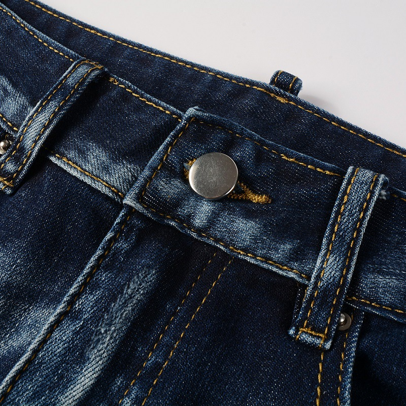 Abbigliamento da uomo, marchio di moda per il commercio estero, D2 Jeans, stile maschile, pantaloni casual versatili da uomo, stile retrò, blu, strappati, 6905_voghion.com