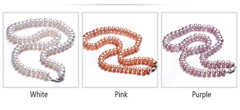 Collier de perles d'eau douce naturelles blanches tendance pour femmes, perles de 8 à 9 mm, longueur de 40 cm/45 cm/50 cm, bijoux tendance_voghion.com