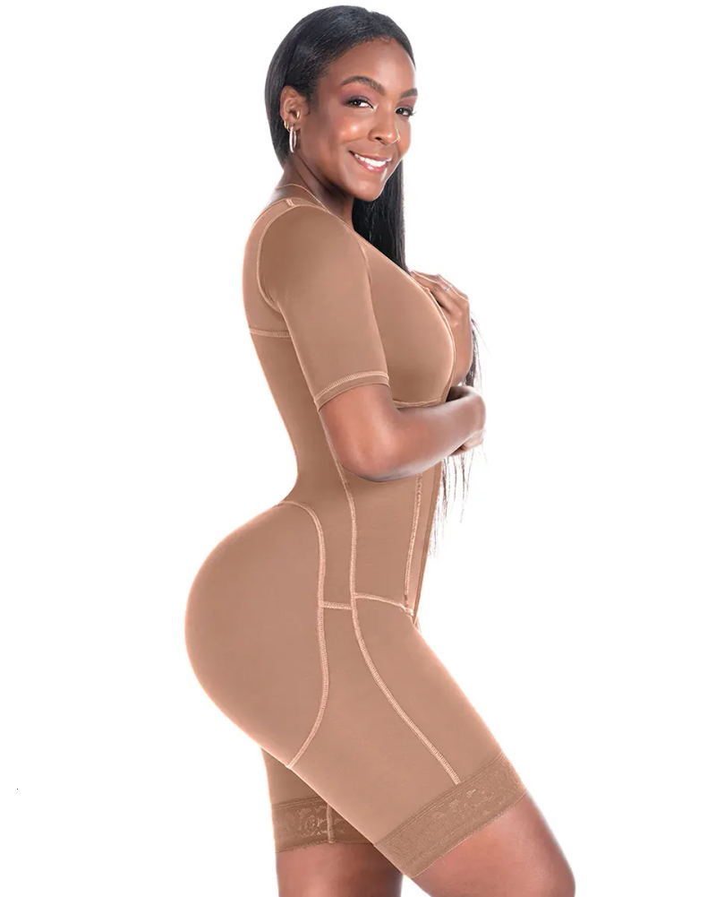 Midja Magformare Damkorsett Bodyshaper Högkompressionsplagg Magkontroll Dubbel bodysuit Midjeträning Öppen_voghion.com