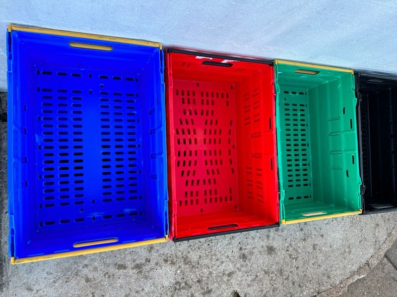 20 X 25cm Deep Bail Arm Crates / 42 Litre Plastic Stacking Boxes 60 X 40 X 25cm_voghion.com